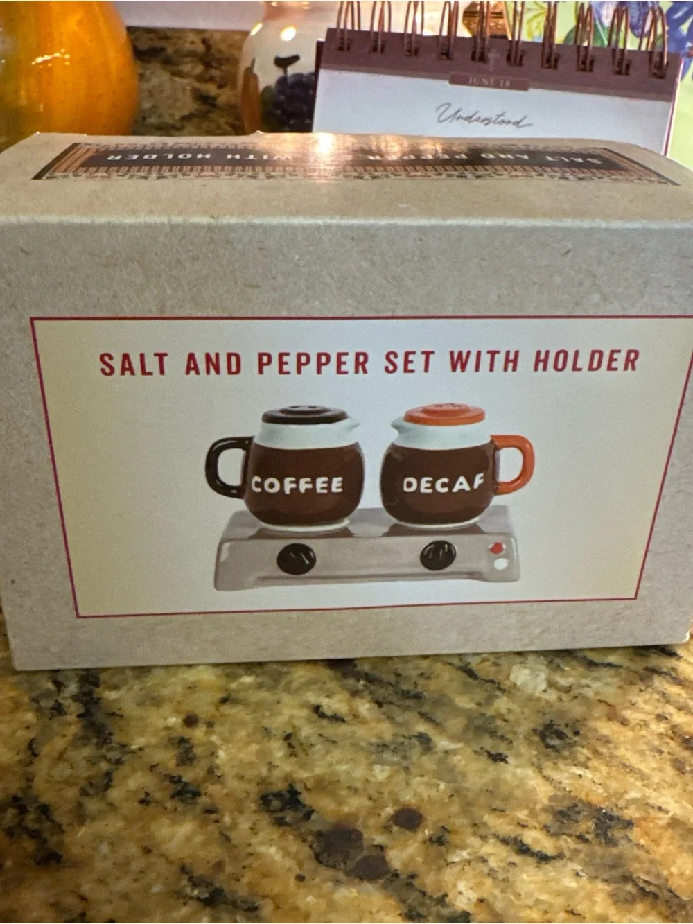 Coffee & Decaf Ceramic Salt and Pepper Shaker Set - Brown/White
